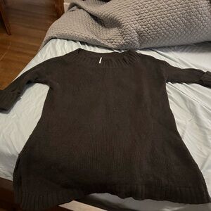 Free People Brown Crew Neck Tunic Sweater